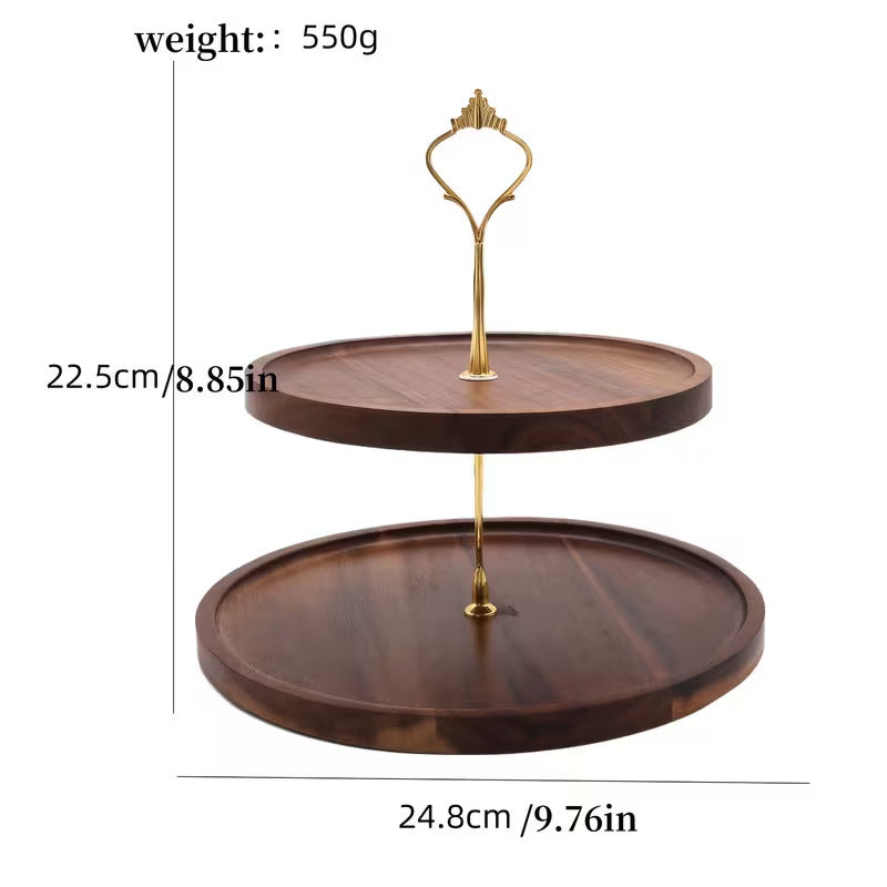 Elegant massief acaciahout Dessertstandaard