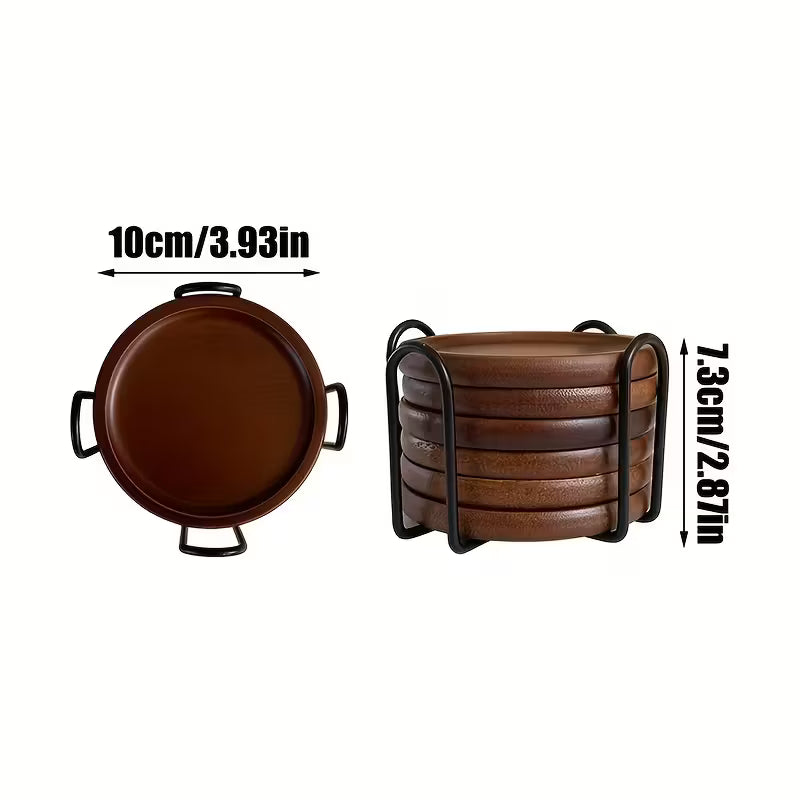 Set Japanse Bamboe Houten Onderzetters – Met IJzeren Standaard, Hittebestendig.